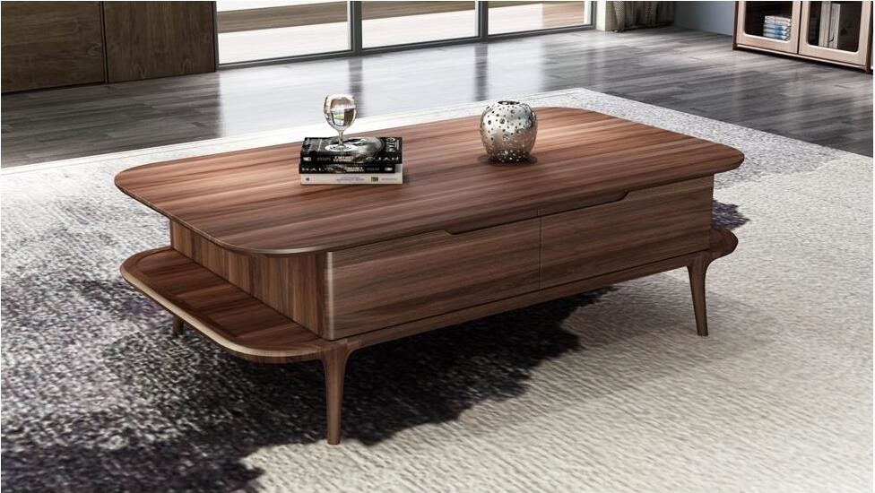 2017 New Walnut Wood Case Good Furniture Design Living room Coffee table& Tea table with Storage side Drawers