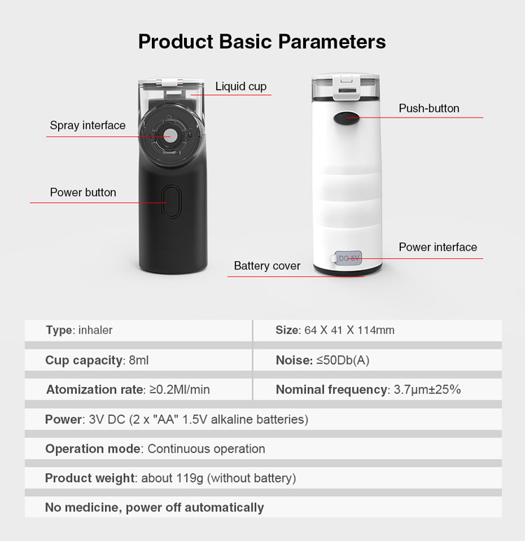 Medical Mini Portable Nebulizer Ultrasonic Mesh Inhaler Compressor Nebulizer