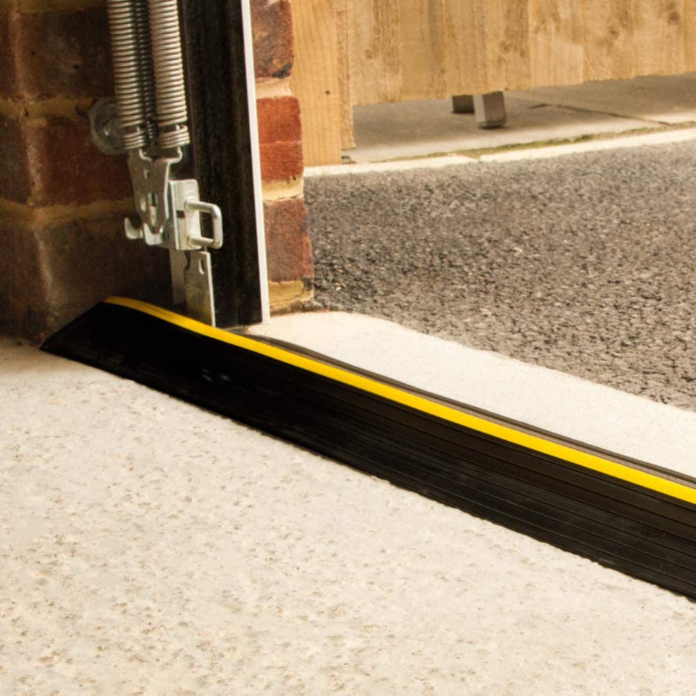 Black and Yellow 5"X1.18" Heavy Duty Weather Defender Garage Door Threshold Trim