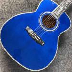 Custom OM Body Acoustic Electric Guitar Real Abalone Inlays Ebony Fingerboard