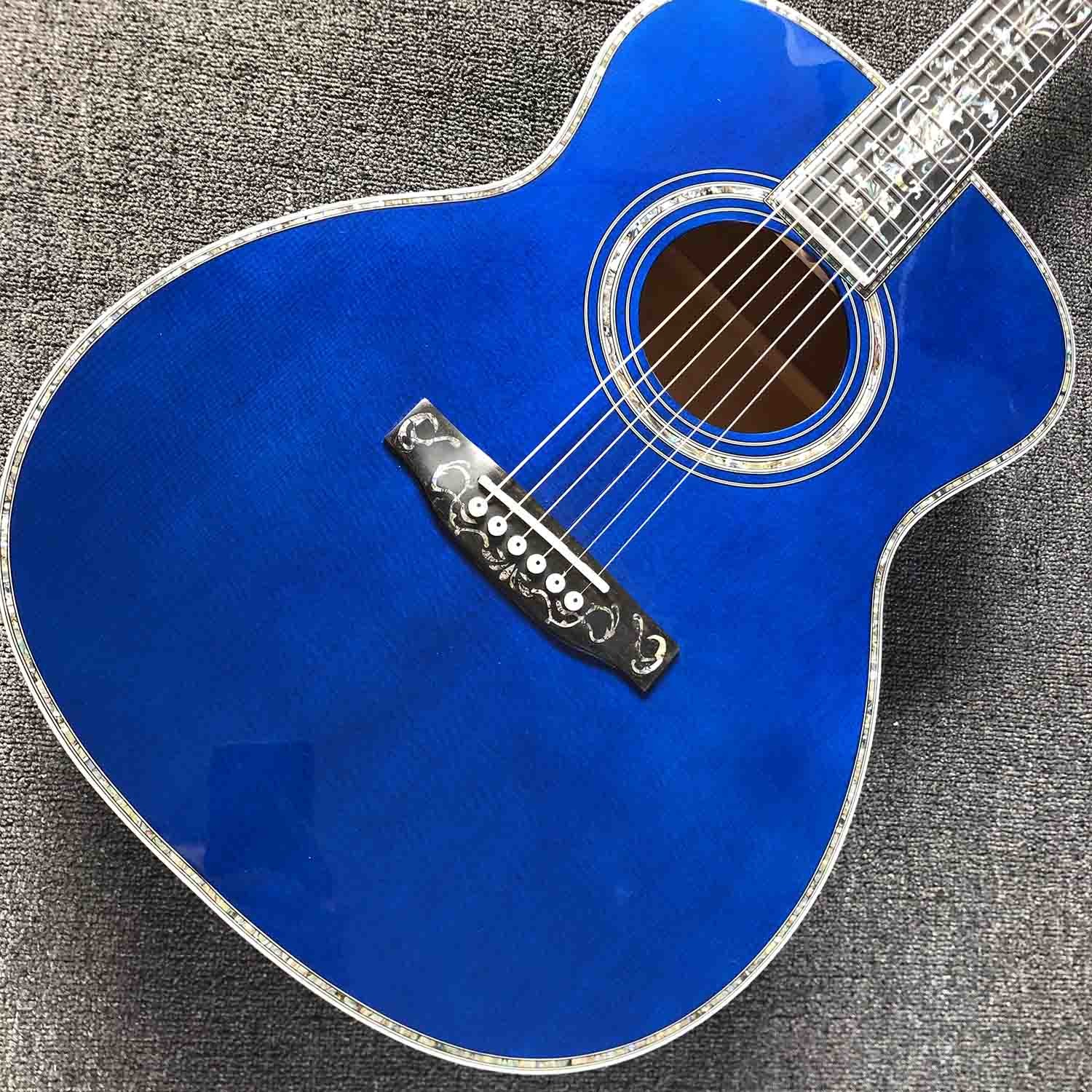 Custom Solid Spruce 41 Inch D Style Acoustic Guitar Abalone Ebony Fingerboard Water Ripple Maple Acoustic Electric Guita