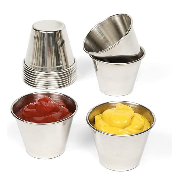 2.5oz Metal Sauce Cups Stainless Steel Dipping Sauce Cups Salad Dressing