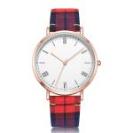36mm Ultra Thin Ladies Plaid Strap Simple Quartz Watch 30m Water Resistant