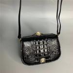 Genuine Alligator Leather Round Handle Female Small Handbag Lady Saddle Purse