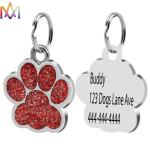 SUS304 Cute Footprint Engraved ID Tag Personalized Pet Charms