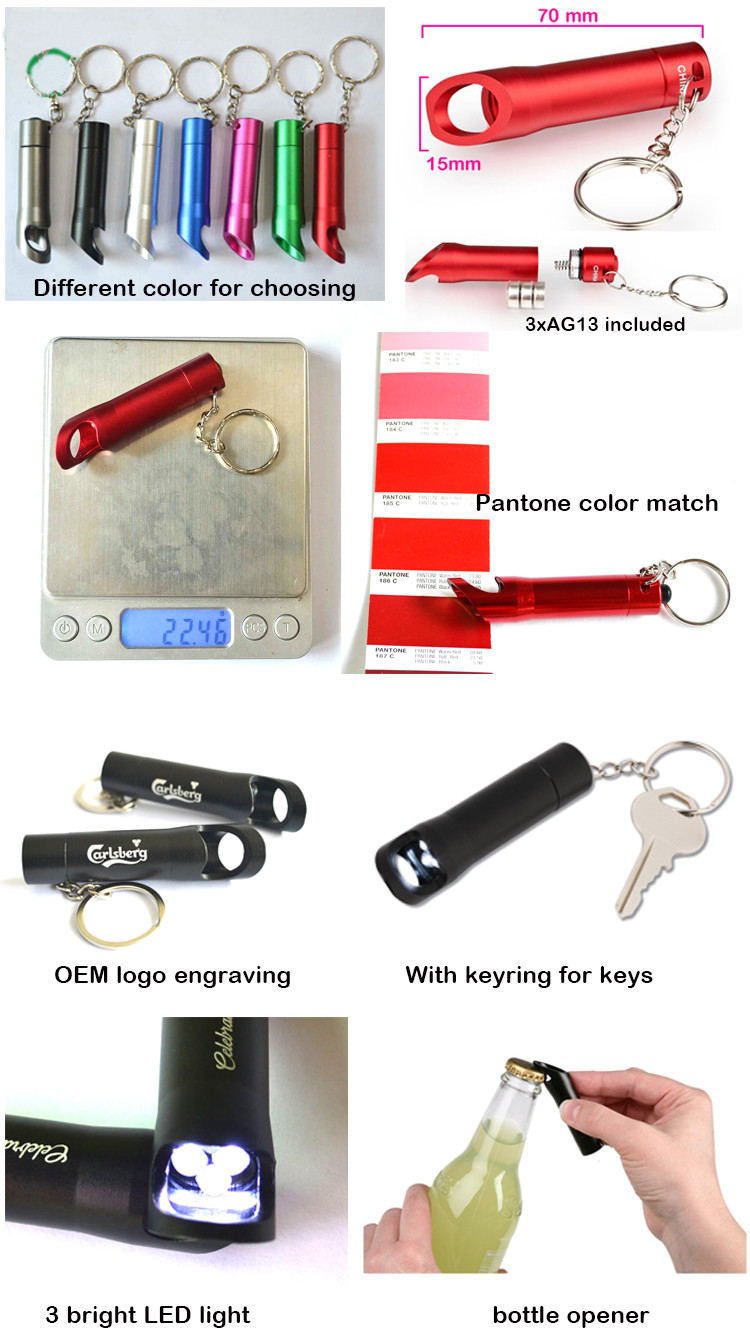 Bottle Opener LED Torch Flashlight Customized Logo For Promotional Gift