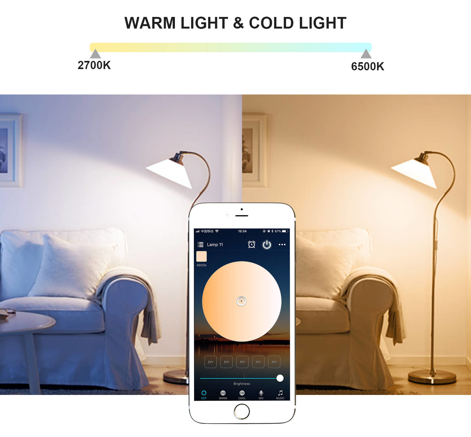 Smart Light Bulbs Bluetooth Voice Control DIY Color And Brightness