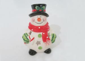 Quality Strong Dolomite Snowman Tealight Holder , Ceramic Christmas Candle Holders Earthenware wholesale