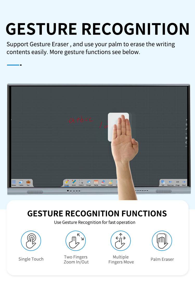 IR LED Interactive Smart Board, 75'' Interactive Flat Panel For Education Camera Optional