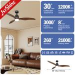 Bedroom Comfortable 3 Blade Wood Ceiling Fan 60 Inch Remote Control