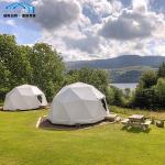 360 Degree Small Geodesic Dome Glamping Tent Glass Door System
