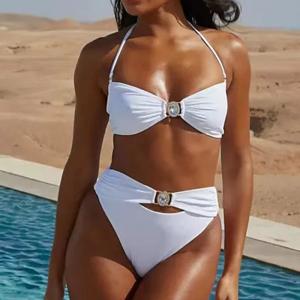 Quality Colorful Eco Friendly Bikini Swimsuit Soft Recyclable Halter Strapless Swimwear wholesale