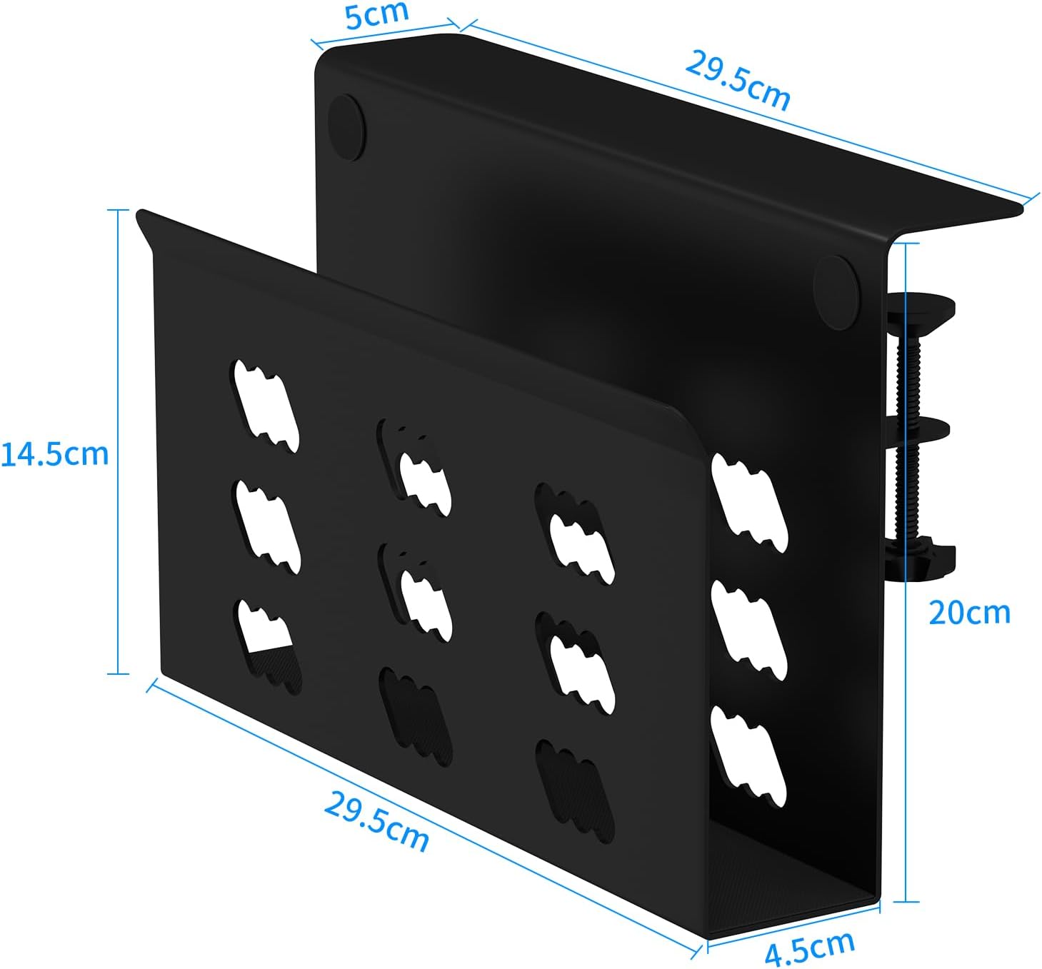 12inch Office Cable Management Holder Mount Under Desk Laptop Holder Keyboard Organizer Side Desk Storage Rack