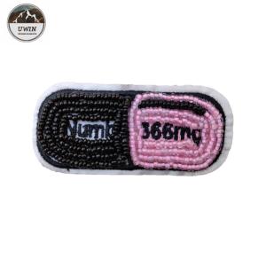 China Fashion Pill Custom Logo Patches , Beads Handmade Custom Shirt Patches on sale