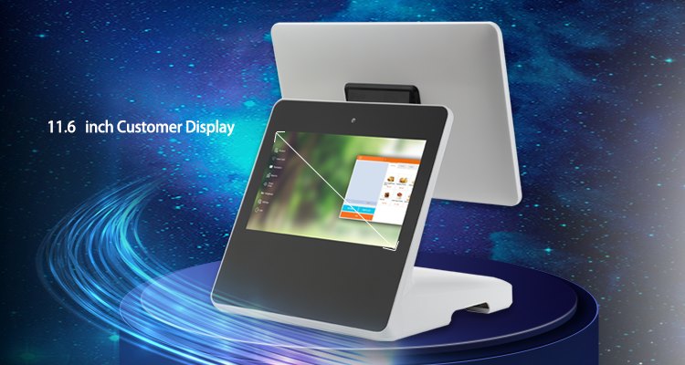 15-Inch Touch Screen POS System with 11.6-Inch 2nd Display and External Thermal Printer
