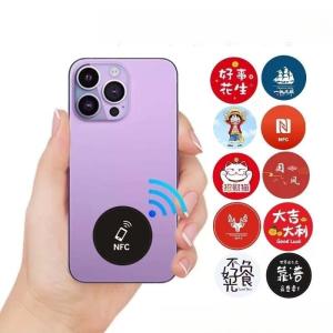Quality Custom Digital Business Card Mobile Phone Sticker Nfc Epoxy Sticker Flat Nfc Social Media Tag Nfc Tag for All Phones wholesale