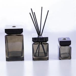 Quality Square Reed Glass Aromatherapy Diffuser Oil Bottle Transparent Black wholesale