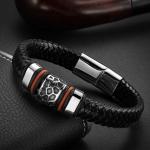 Fashion Jewelry Black Men Leather Bracelet With Magnetic Clasp Wholesale