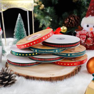 Quality 1cm*45m Chritsmas Printed Ribbon For Gift Packing And Garment Accessories wholesale
