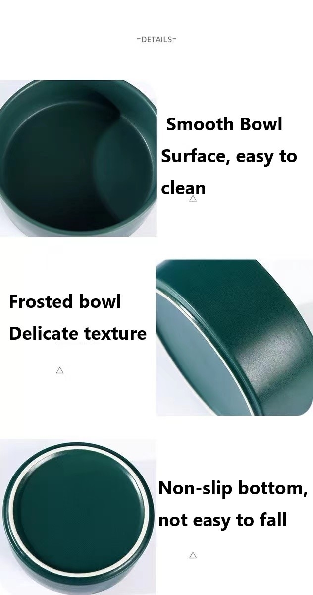 Ceramic Pet Feed Bowl With Wooden Stand Dog Food Drinking Bowl Dish