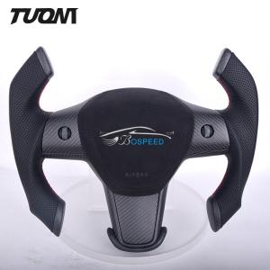 Quality Matte Carbon Fiber Tesla Model 3 Model Y Steering Wheel Perforated Leather wholesale