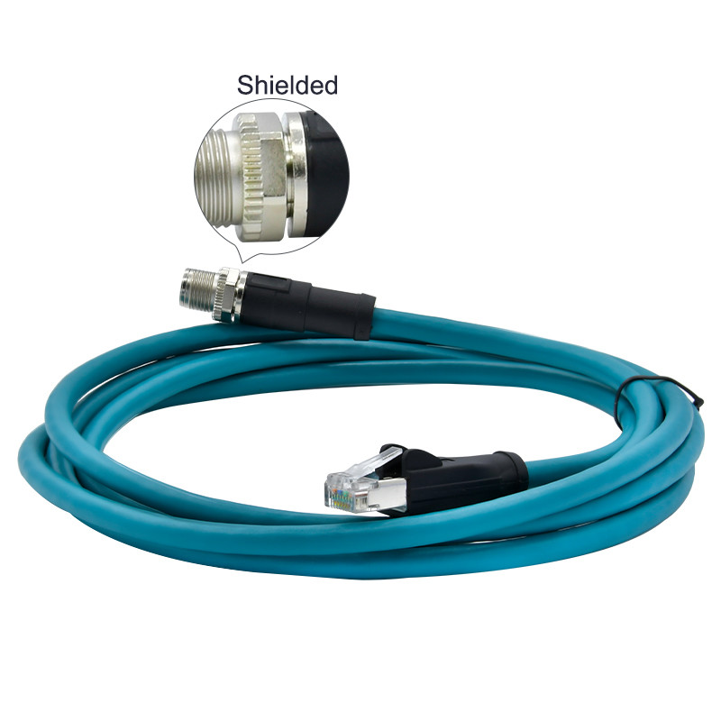 Shielded Network Waterproof Ethernet Cable Connector M12 To Rj45 Connector