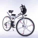 Blue 26 Inch Folding Electric Mountain Bike Hidden Battery 48V 350W