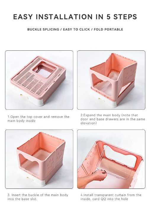 Automatic Cat Litter Box Two Way Door Enclosed Large Cat Litter Toilet