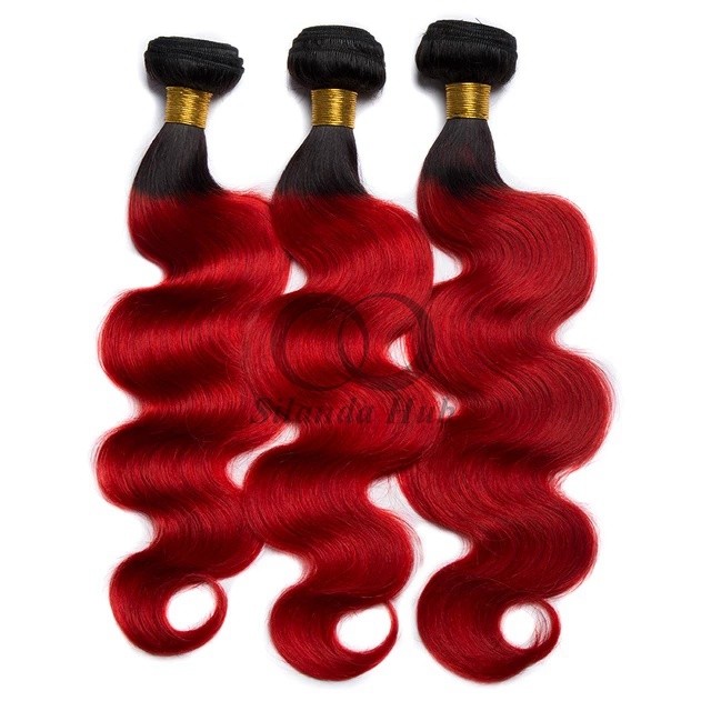 #T1B/Red Body Wave Remy Human Hair Bundles Sew In Weave Bundles Brazilian Bundle Deals