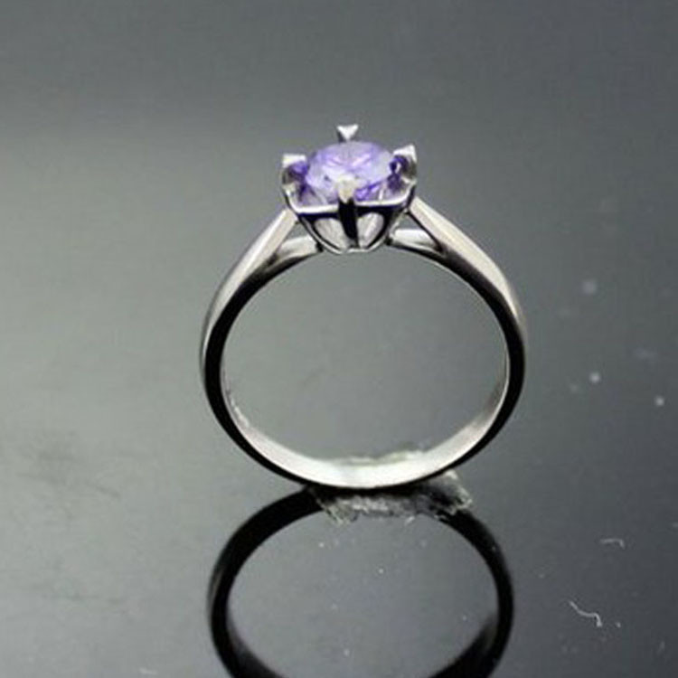 Sterling Silver Round 6mm Create Aemthyat Cubic Zirconia Solitaire Gemstone Ring(F16)