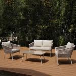 Outdoor Conversation Bistro Set, Courtyard Balcony Hollow Weaving Open Wicker