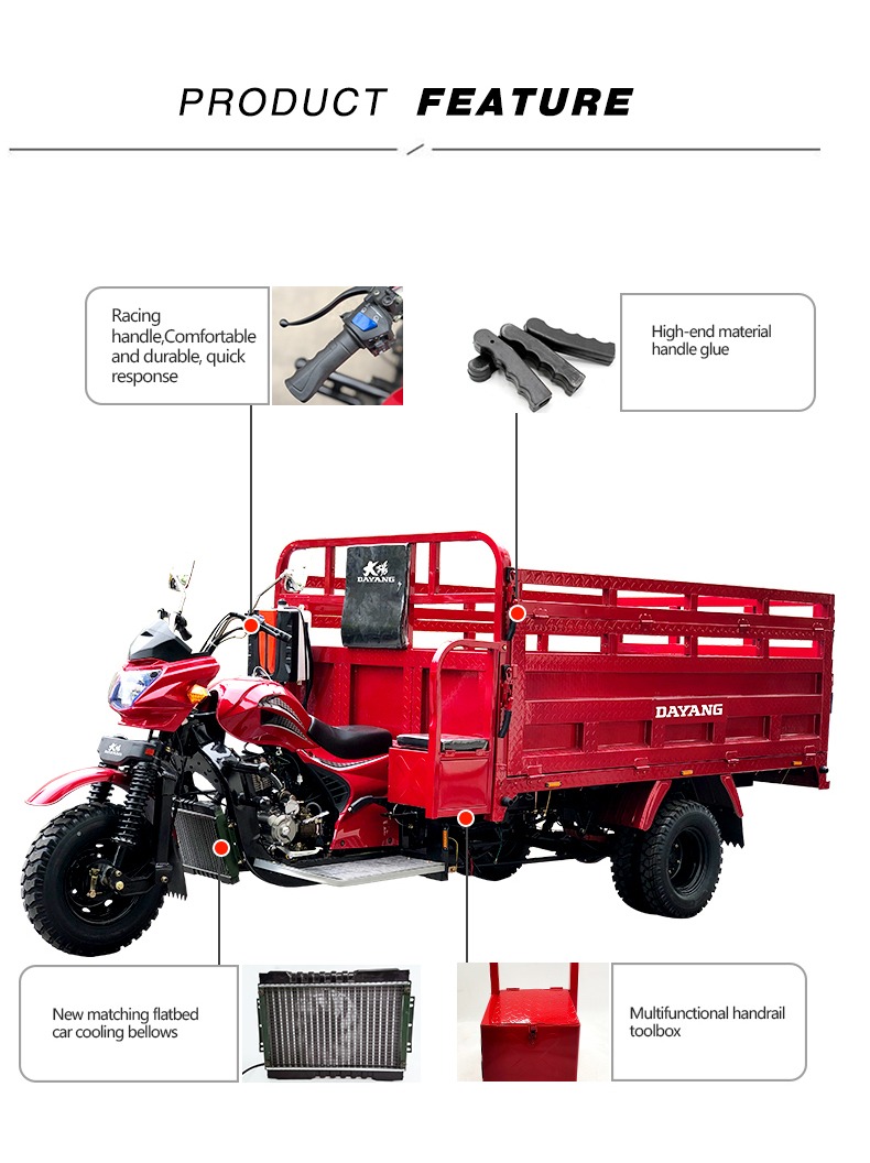 Motorized Super Galaxy 300cc Water Cooling Cargo Tricycle with Customized Body Box Frame