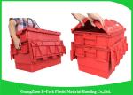 Red Plastic Attached Lid Containers / 43L Plastic Storage Bins