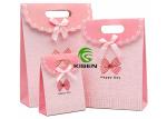 White Cardboard Gift Retail Paper Shopping Bags With Bowknot Ribbon Custom Logo