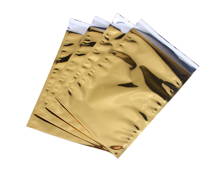 Gold Color Resealable Aluminum Foil Bags , Food Packaging Aluminum Foil Sachet