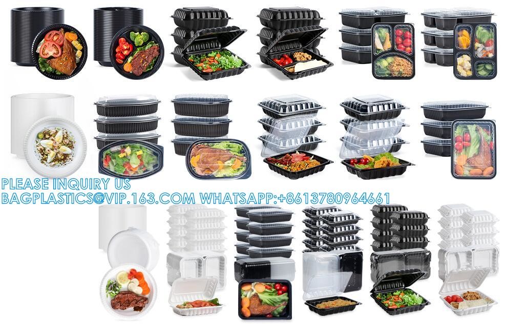 To Go Containers, Anti-Fog Shrink Wrap 25 Pack 34 Oz 8 Inch Meal Prep Container Microwave Freezer Safe Hinged
