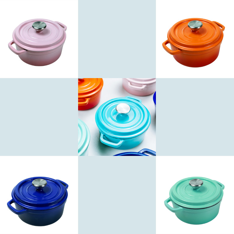 Enamel Coated Cast Iron Stock Pot /cocotte By Glasstop Size 18/20/22/24/26cm