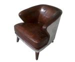 Solid Back Vintage Aviator Brown Leather Club Armchair