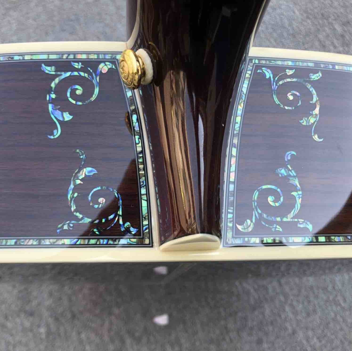 41 inch D style Solid wood acoustic guitar,Abalone binding and inlays ,Ebony fingerboard in sunburst