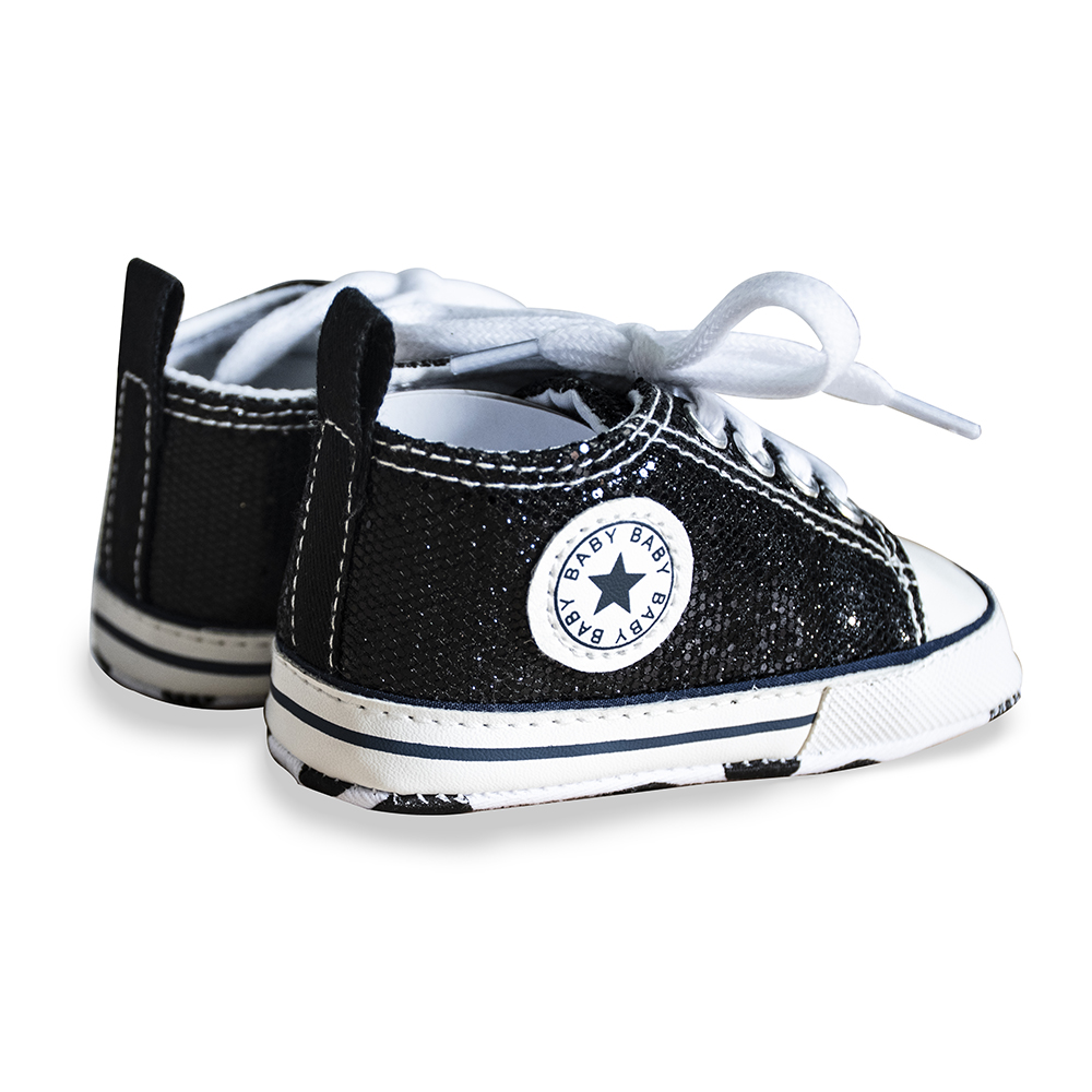 New style fashion Canvas black Sequin infant crib baby shoes boy