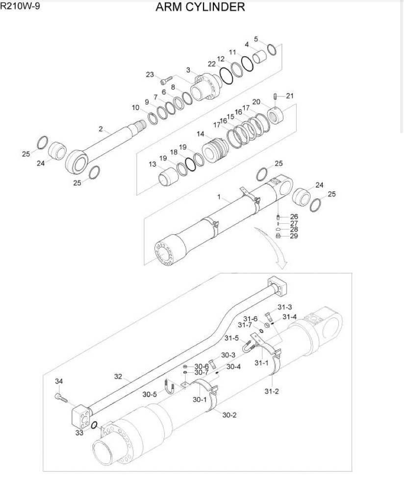 R210 R215 Excavator Hydraulic Oil Cylinder Steel Pipe Tubing Pipe Cylinder Pipeline