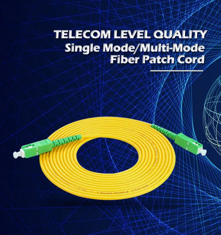 FTTH Indoor SC APC to Sm SC G657A2 Simplex Fiber Optic Patch Cord for Video Streaming