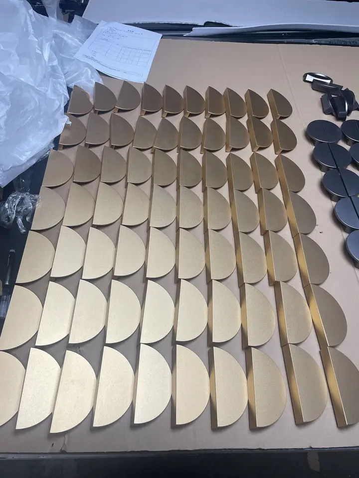 120mm Gold Brass Color Half Moon Modern Drawer Pulls Aluminum Cabinet Handles With Screws