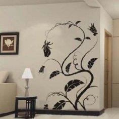 Quality The Classic PVC Black Wine Decoration Wall Flower Stickers F087 wholesale