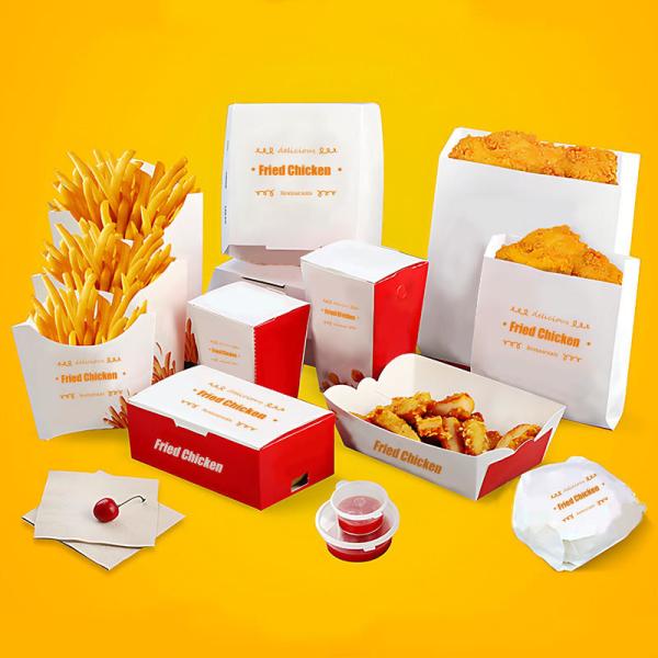 Customized Fast Food Packaging Fried Chicken French Fries Hamburgers Disposable