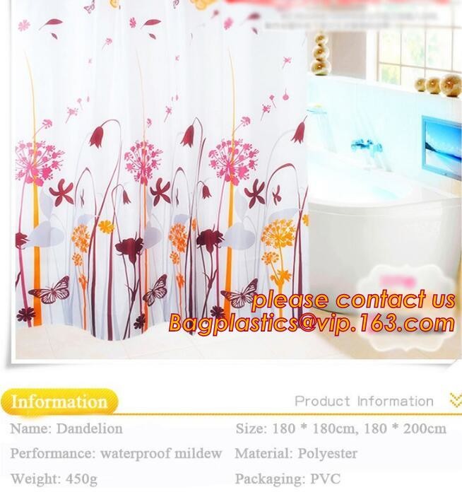 SCENERY PRINTING POLYESTER SHOWER CURTAIN, custom 3d eva shower curtain for bathroom, Popular cotton hooks polyester tex