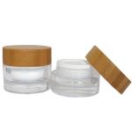 Frosted Bamboo Cosmetic Glass Jars Sets 15g 30g 150g 50ml 100ml 120ml
