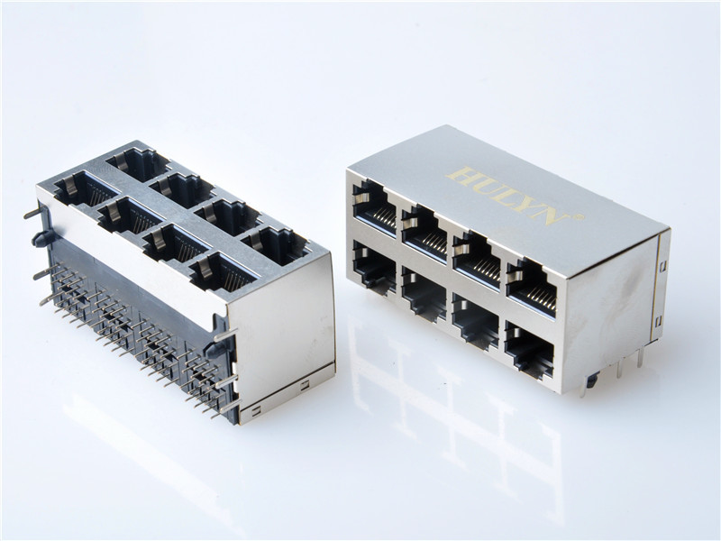 HULYN RJ45 Shielded RJ45 Modular Jack Connector,with LEDs, 2x4 Ports,RJ45 connector