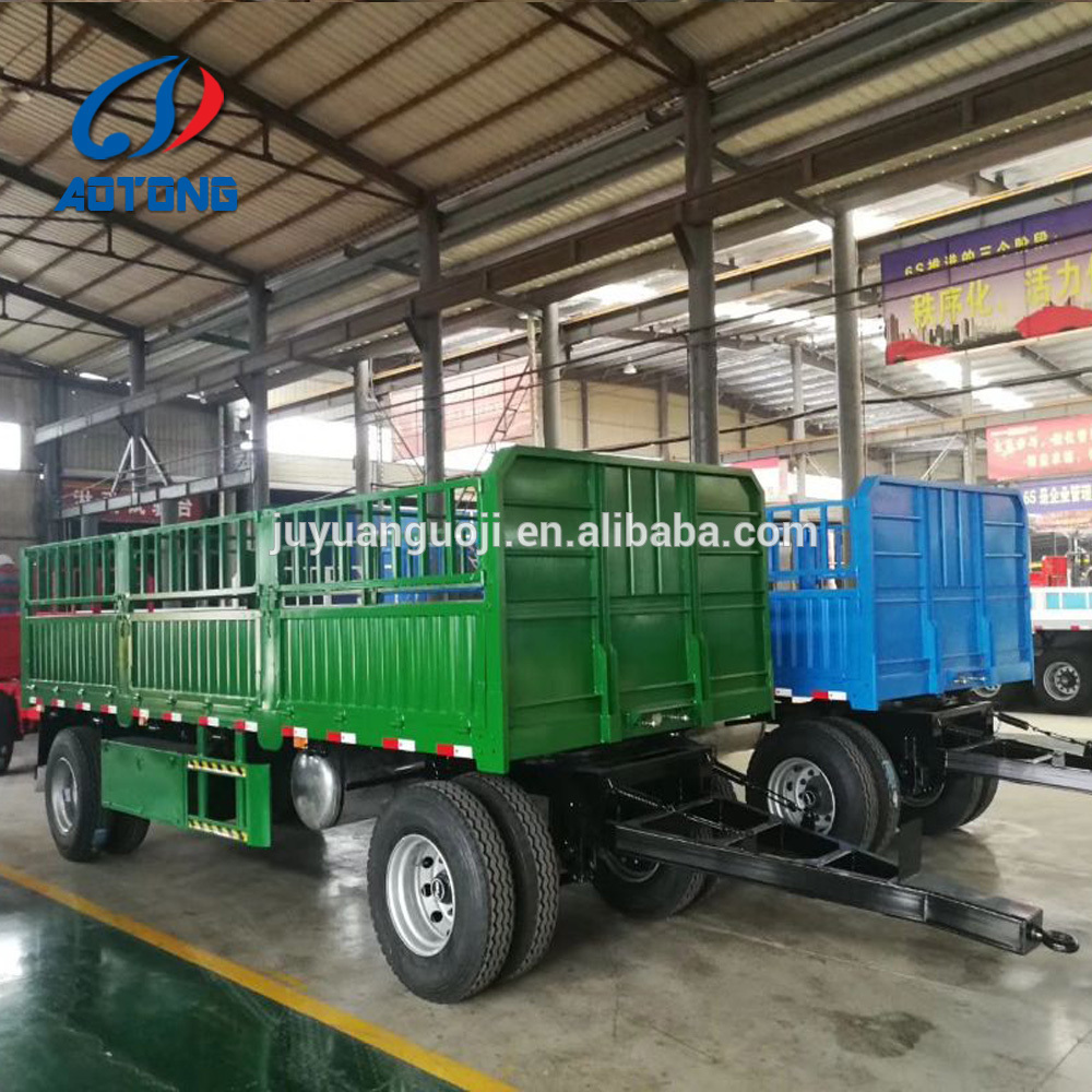 Farm Full Trailer Flatbed or Sidewall Trailer with 20ft Draw Bar and Steel Frame