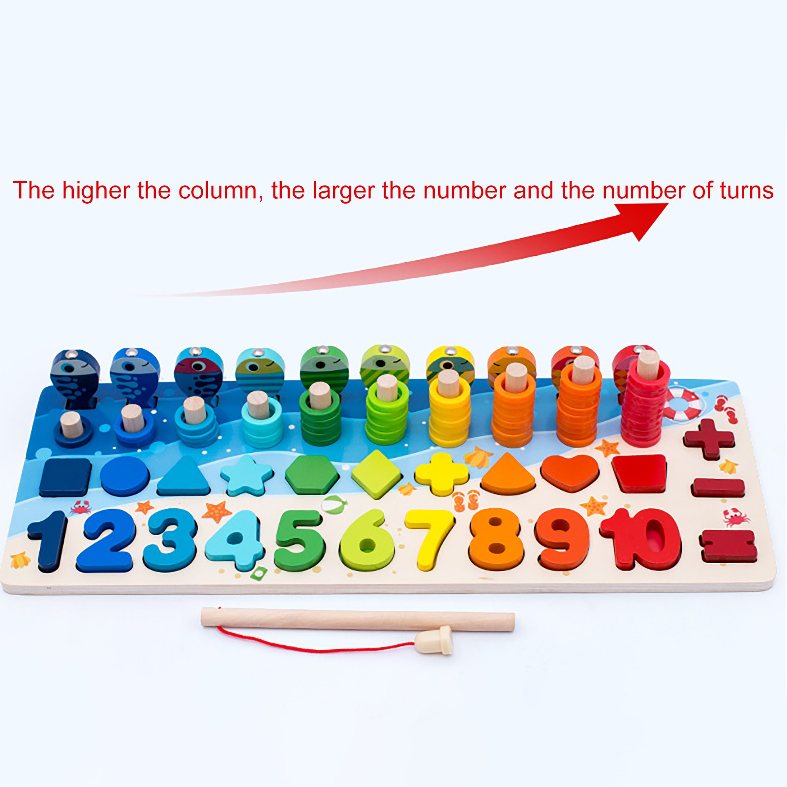 Math Fishing Educational Wooden Montessori Baby Toys 15cm